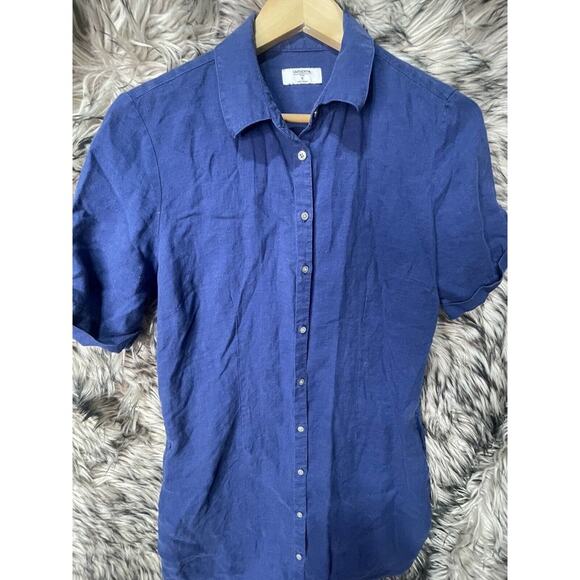UNTUCKit Women's 100% Linen Button Up Dress Navy Blue Size‎ 8 - Picture 2 of 5